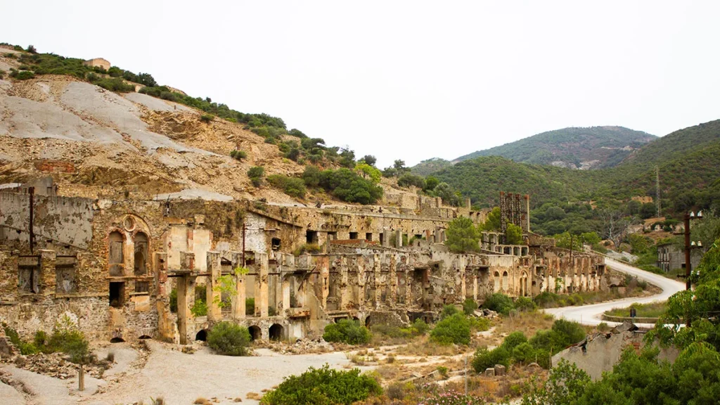 The Lord Brassey washing plant, a former mine near Arbus, Sardinia